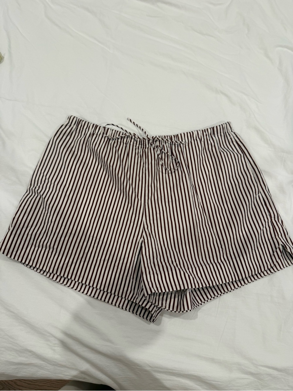 H&M Brown & White Striped Drawstring Cotton Shorts Size M